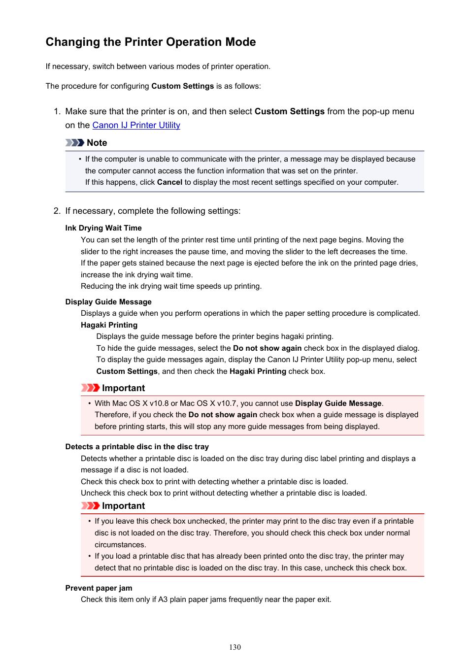 Changing the printer operation mode | Canon PIXMA iP8750 User Manual | Page 130 / 406
