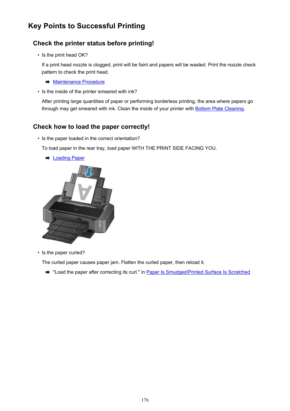 Key points to successful printing | Canon PIXMA iP8750 User Manual | Page 176 / 406