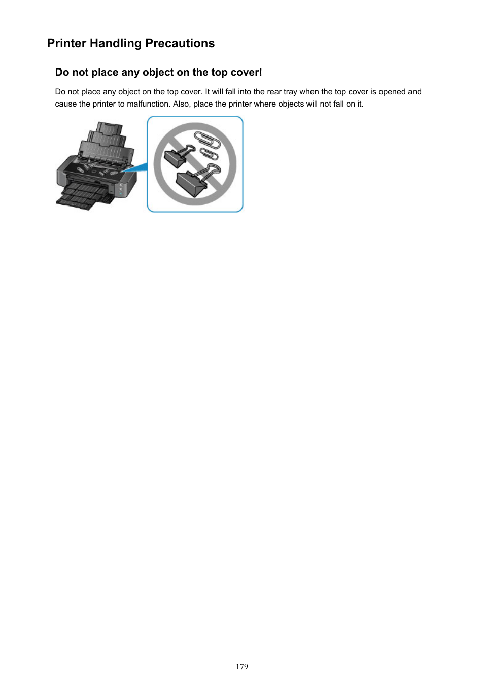 Printer handling precautions | Canon PIXMA iP8750 User Manual | Page 179 / 406