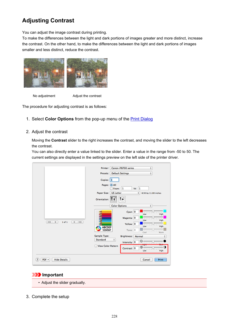 Adjusting contrast | Canon PIXMA iP8750 User Manual | Page 228 / 406