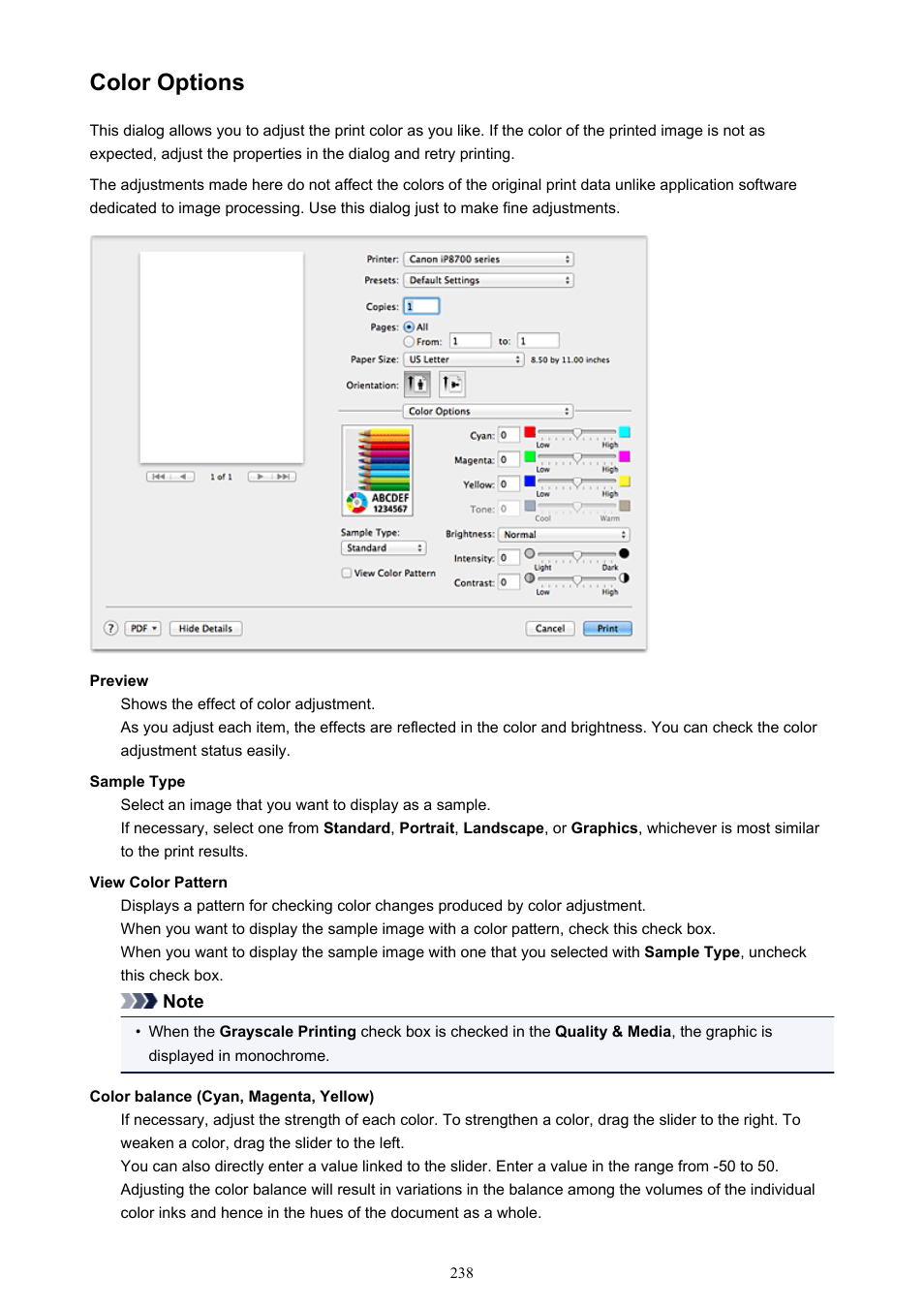 Color options | Canon PIXMA iP8750 User Manual | Page 238 / 406