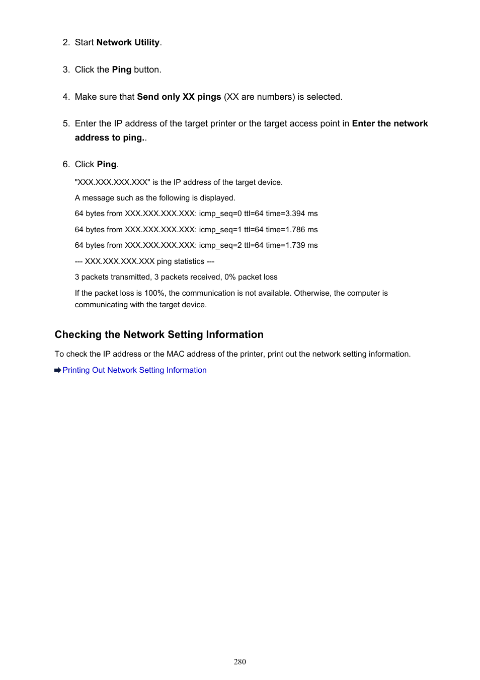 Checking the network setting information | Canon PIXMA iP8750 User Manual | Page 280 / 406