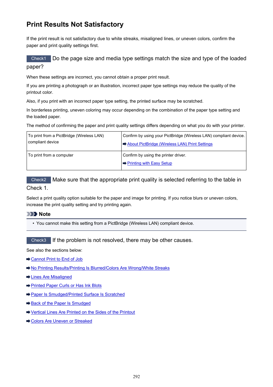 Print results not satisfactory | Canon PIXMA iP8750 User Manual | Page 292 / 406