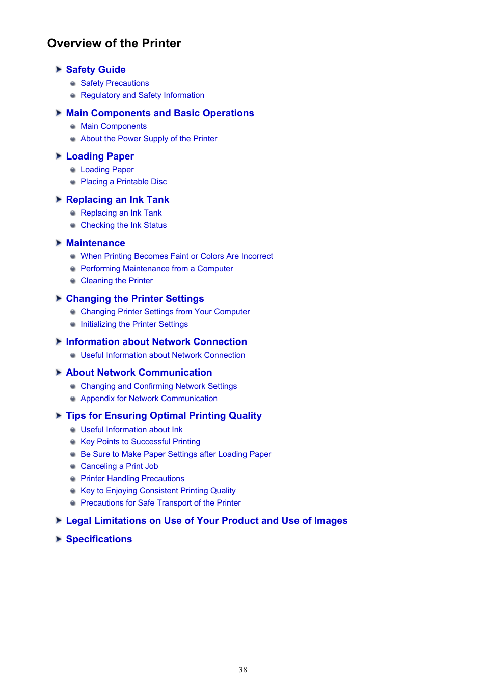 Overview of the printer | Canon PIXMA iP8750 User Manual | Page 38 / 406