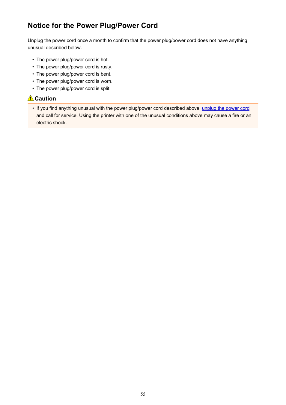 Notice for the power plug/power cord | Canon PIXMA iP8750 User Manual | Page 55 / 406