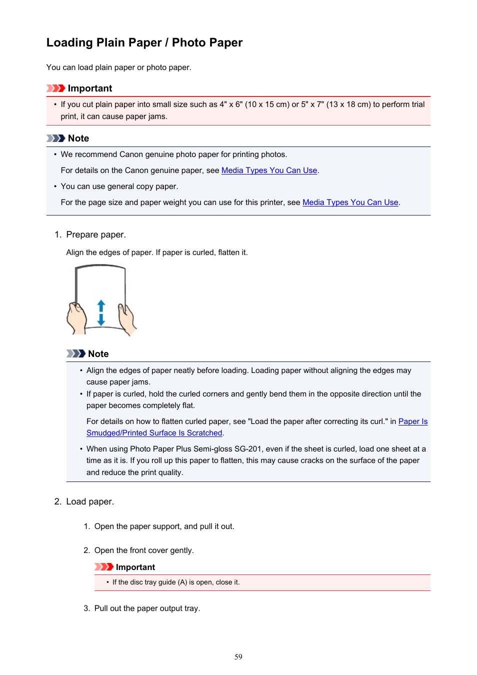 Loading plain paper / photo paper | Canon PIXMA iP8750 User Manual | Page 59 / 406