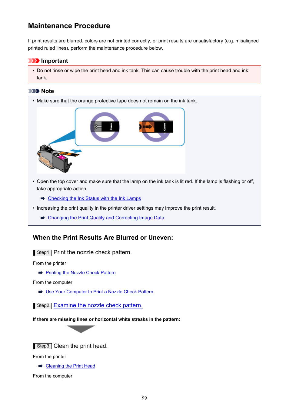 Maintenance procedure, Maintenance, Procedure | Canon PIXMA iP8750 User Manual | Page 99 / 406