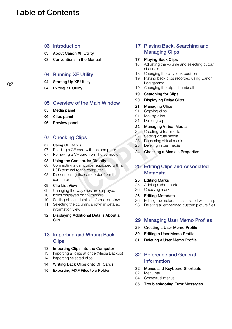 Canon XF305 User Manual | Page 2 / 37