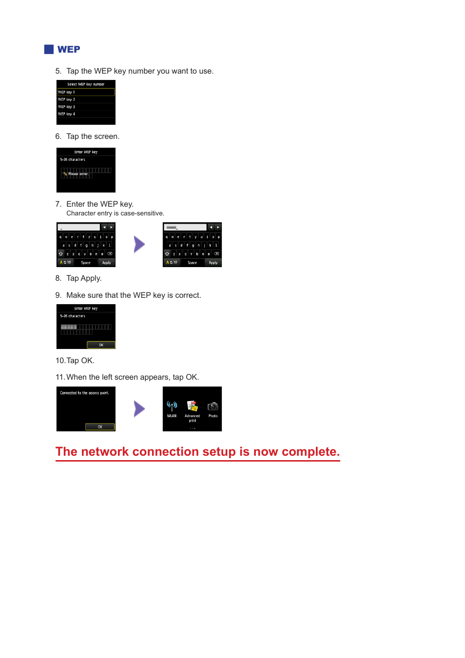 The network connection setup is now complete | Canon PIXMA MG7150 User Manual | Page 10 / 27