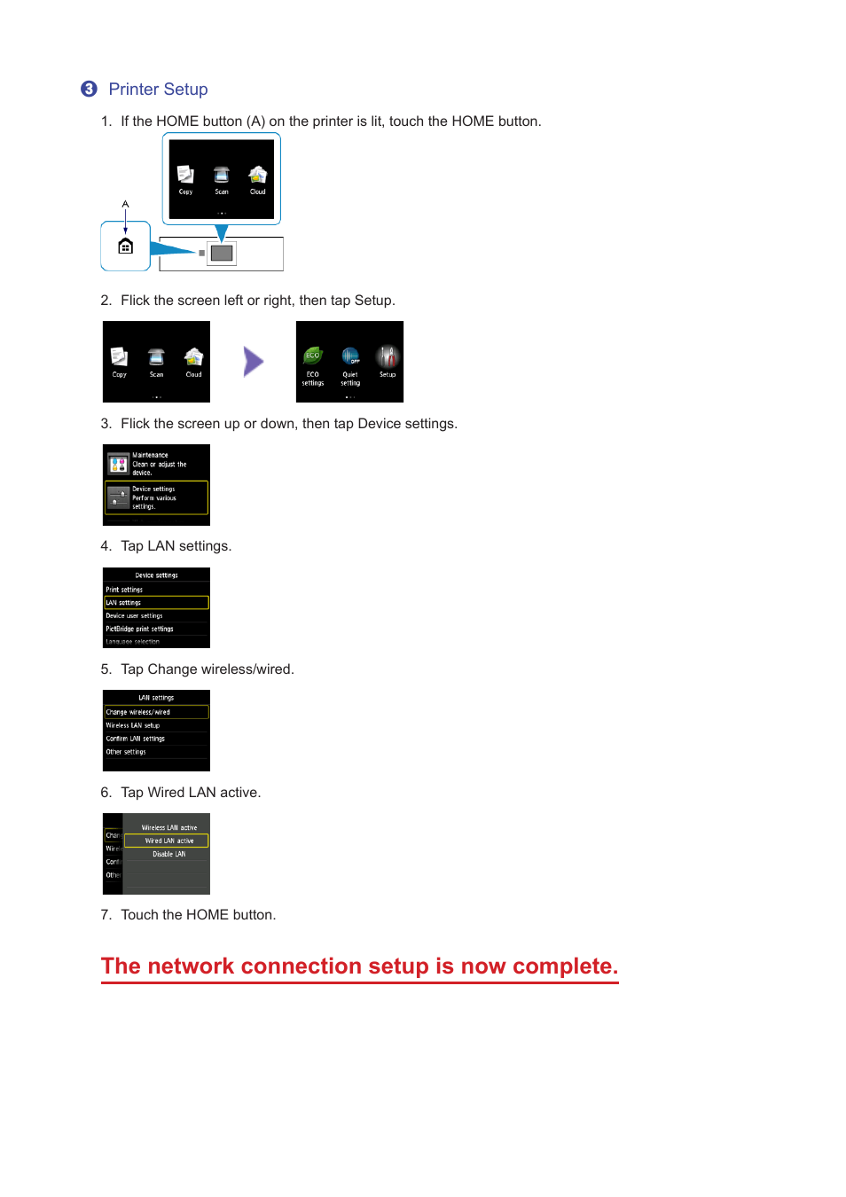 The network connection setup is now complete | Canon PIXMA MG7150 User Manual | Page 13 / 27