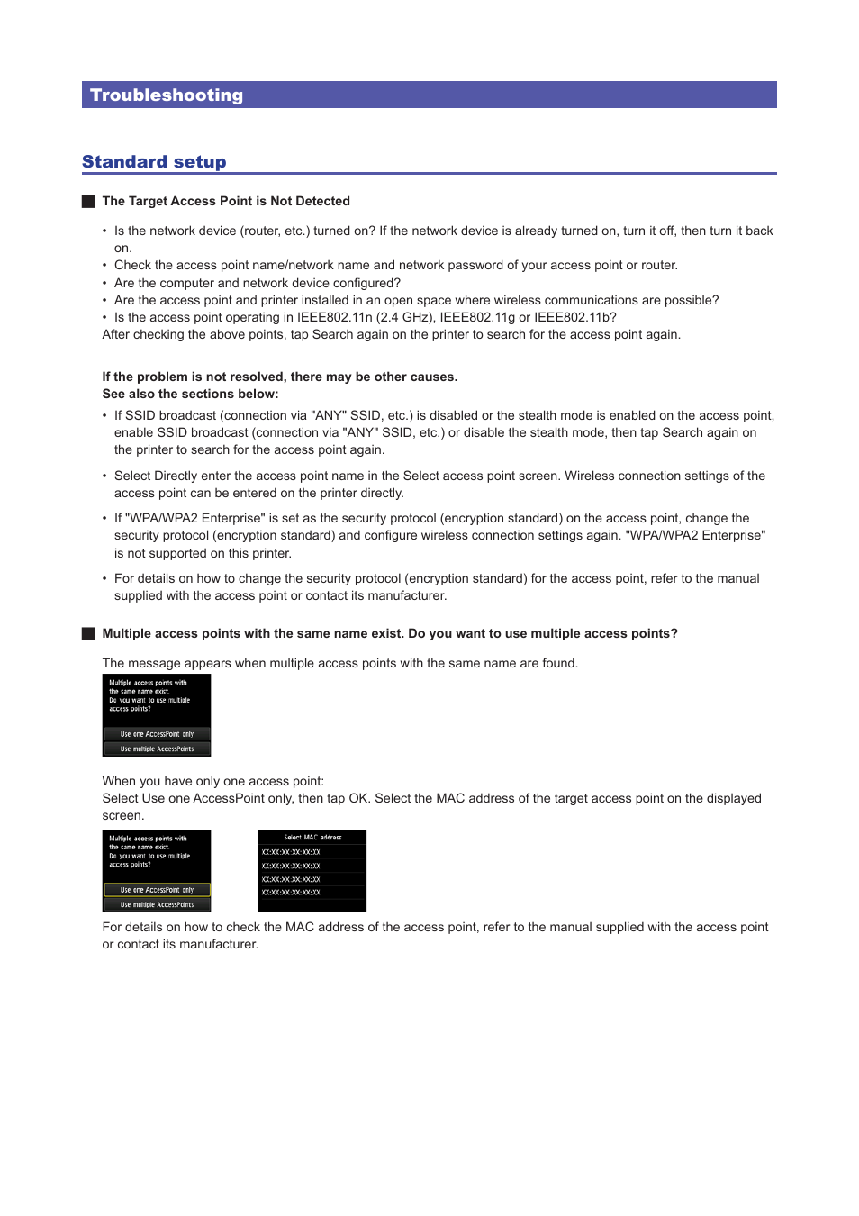 Troubleshooting standard setup | Canon PIXMA MG7150 User Manual | Page 15 / 27