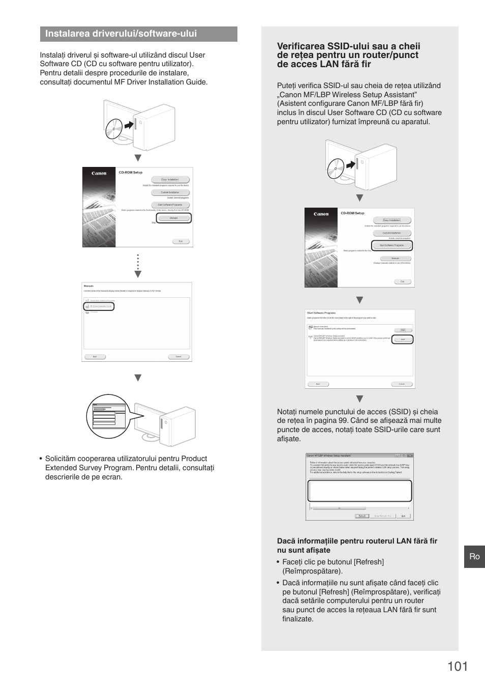 Instalarea, Driverului/software-ului, Instalarea driverului/software-ului | Canon i-SENSYS MF4780w User Manual | Page 101 / 120