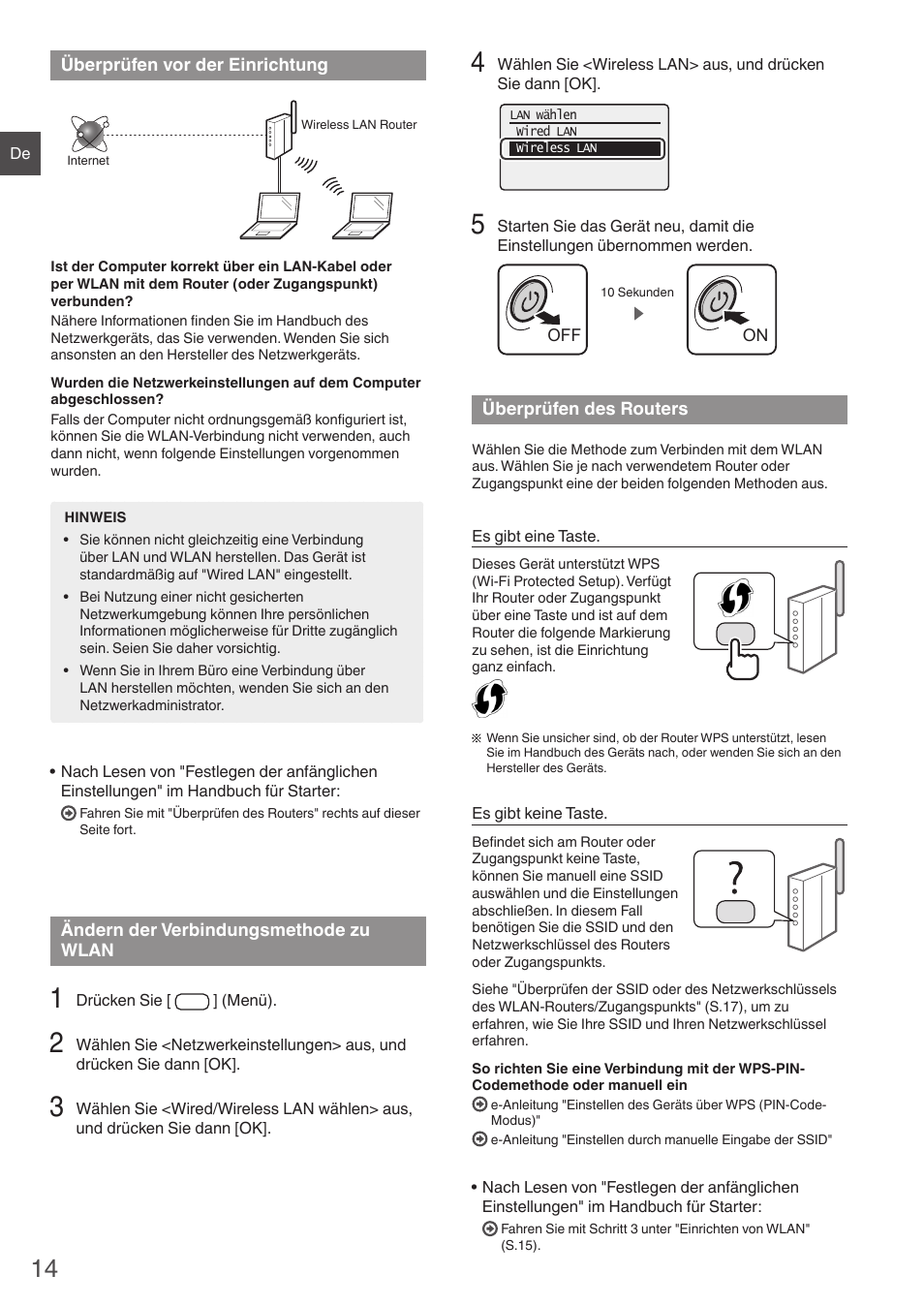 Zu wlan überprüfen des routers | Canon i-SENSYS MF4780w User Manual | Page 14 / 120