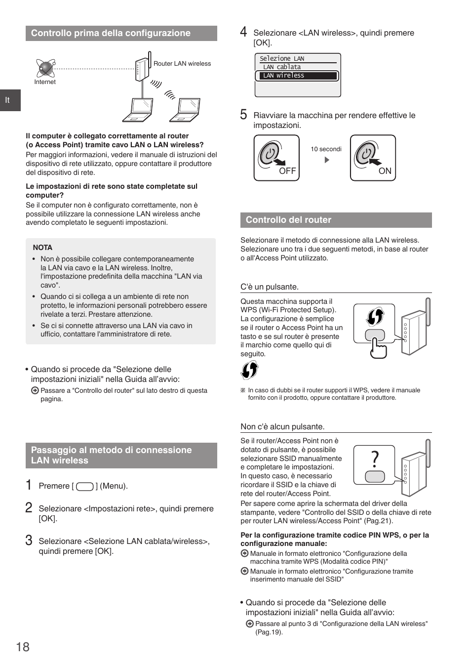 Controllo prima, Della configurazione passaggio al metodo, Di connessione lan wireless controllo del router | Canon i-SENSYS MF4780w User Manual | Page 18 / 120