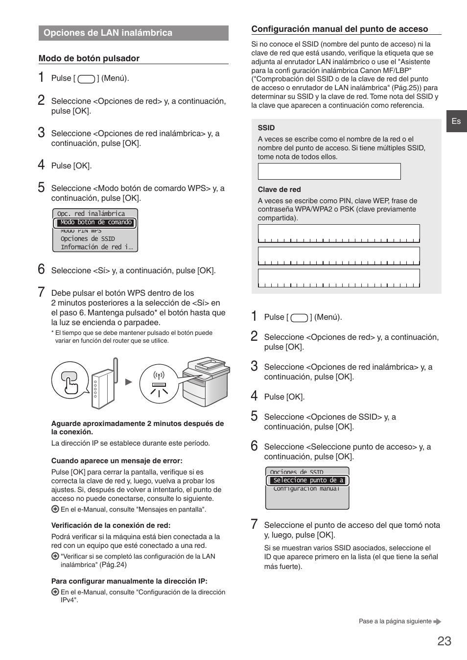 Opciones de lan inalámbrica | Canon i-SENSYS MF4780w User Manual | Page 23 / 120