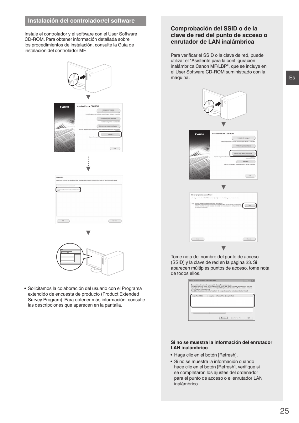 Instalación del controlador/el, Software, Instalación del controlador/el software | Canon i-SENSYS MF4780w User Manual | Page 25 / 120