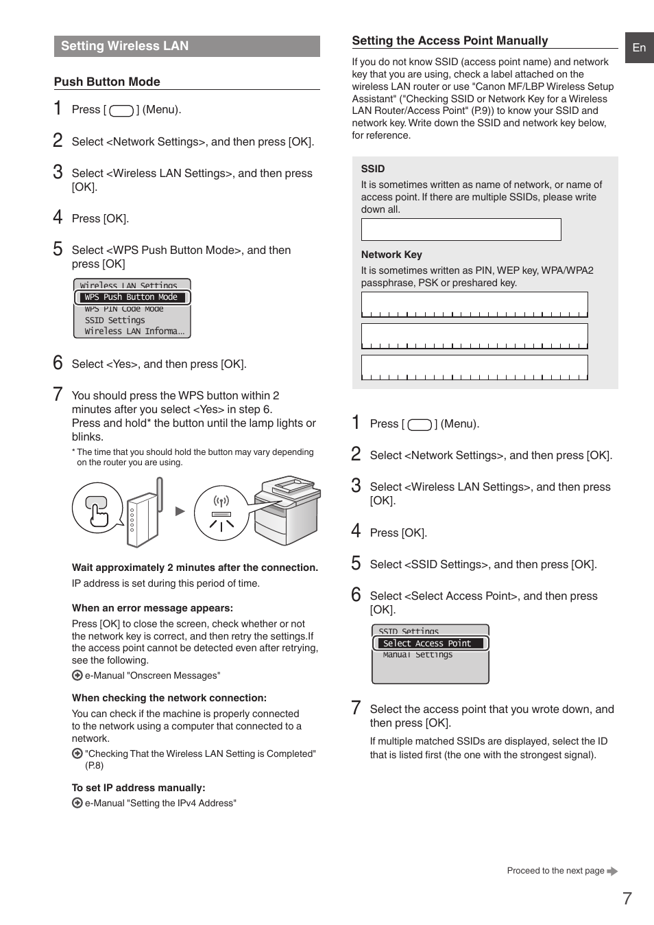 Setting wireless lan | Canon i-SENSYS MF4780w User Manual | Page 7 / 120