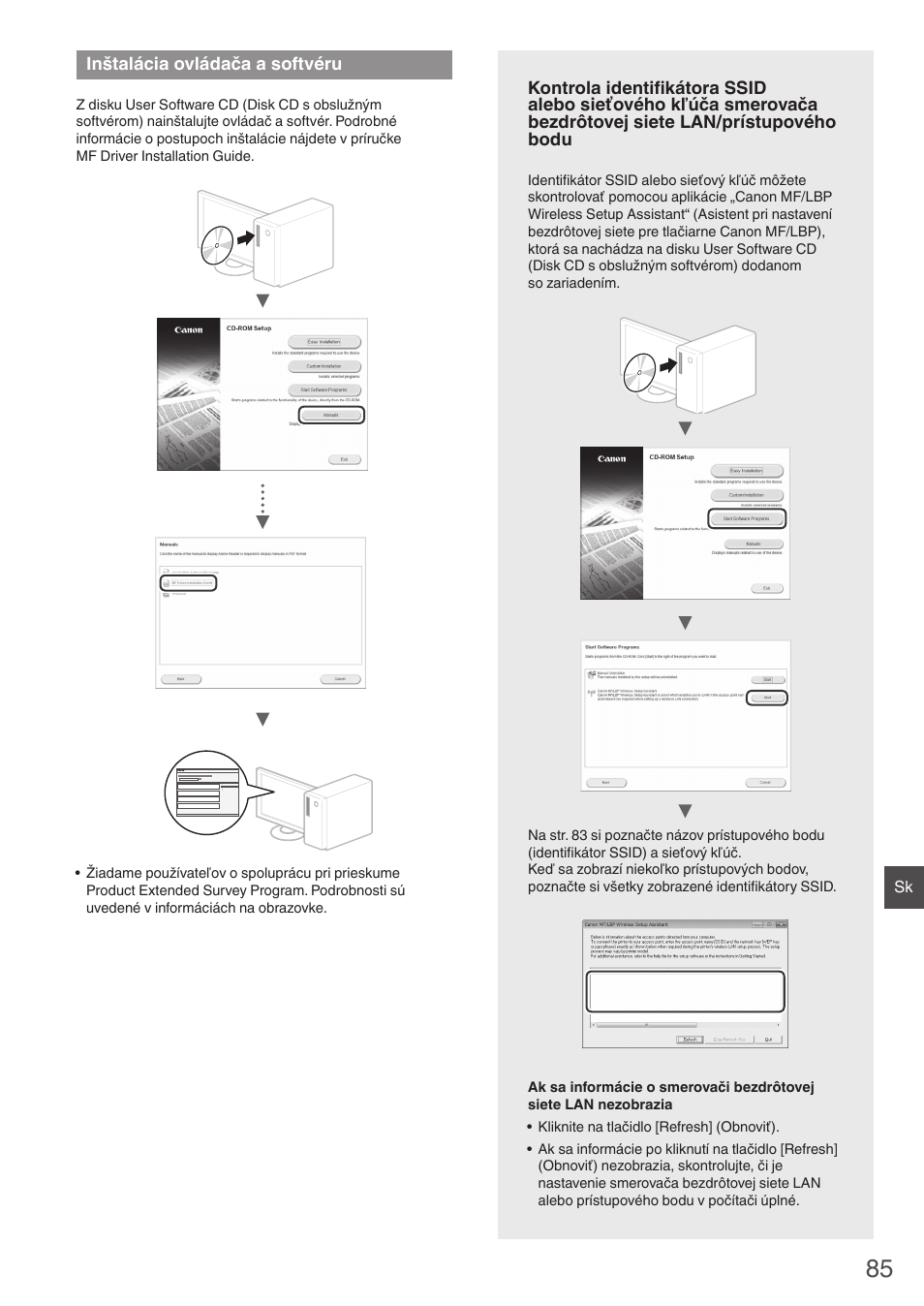 Inštalácia ovládača a softvéru, Zrite si časť „kontrola identifikátora | Canon i-SENSYS MF4780w User Manual | Page 85 / 120