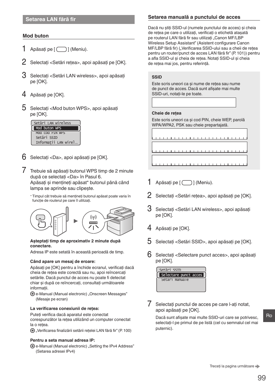 Setarea lan fără fir, P. 99) | Canon i-SENSYS MF4780w User Manual | Page 99 / 120