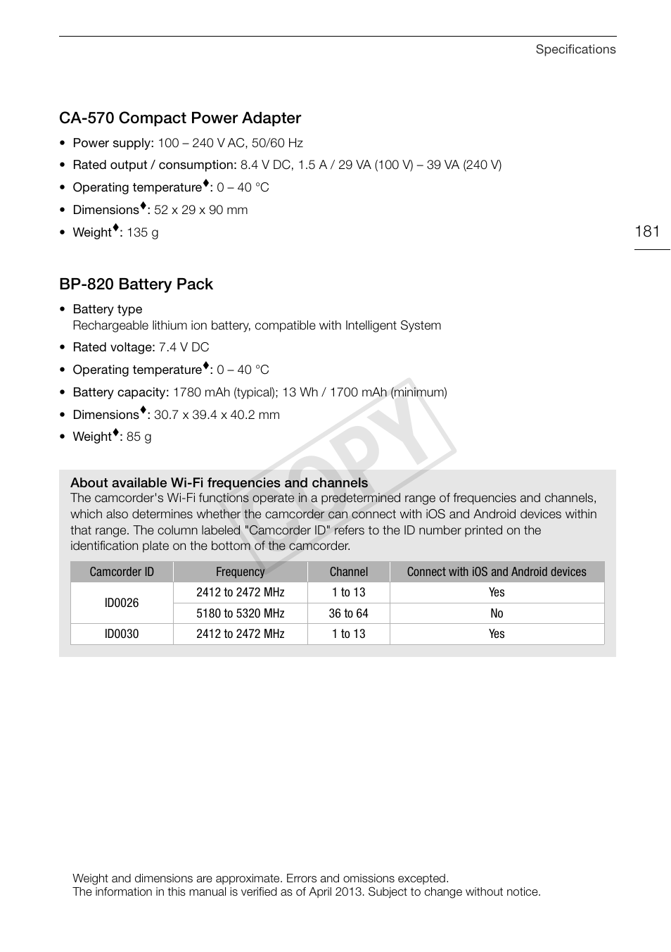 Cop y | Canon XA20 User Manual | Page 181 / 184