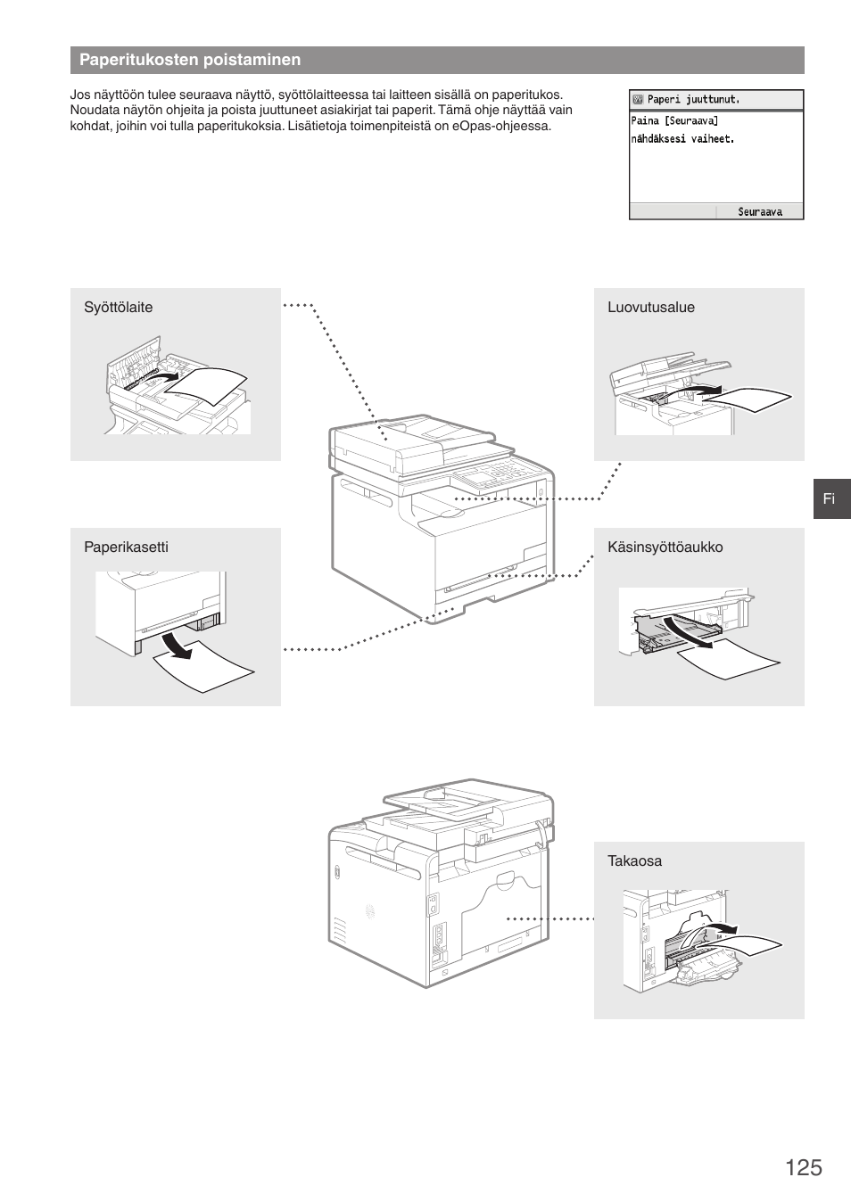 Paperitukosten poistaminen | Canon i-SENSYS MF8280Cw User Manual | Page 125 / 292