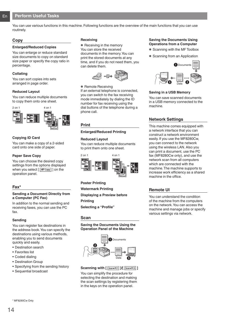 Perform useful tasks | Canon i-SENSYS MF8280Cw User Manual | Page 14 / 292