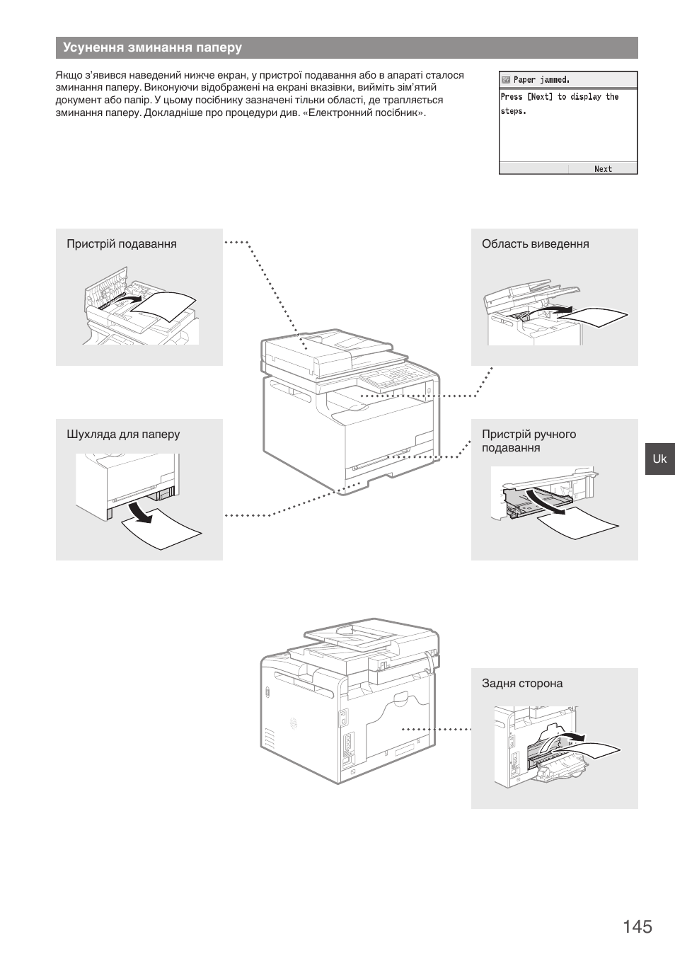 Усунення зминання паперу | Canon i-SENSYS MF8280Cw User Manual | Page 145 / 292