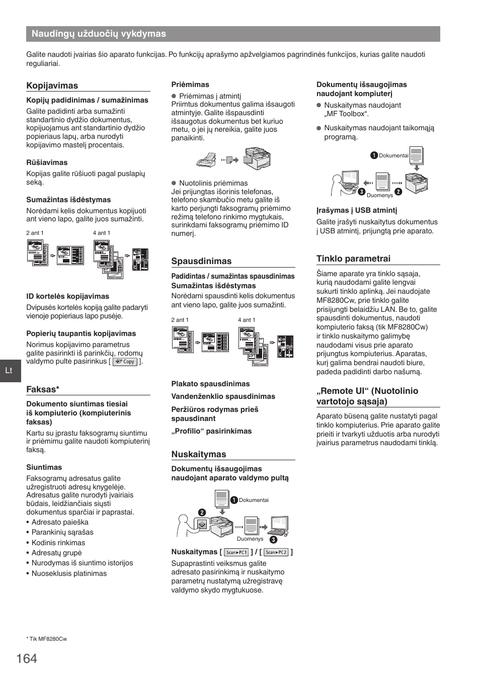 Naudingų užduočių vykdymas | Canon i-SENSYS MF8280Cw User Manual | Page 164 / 292