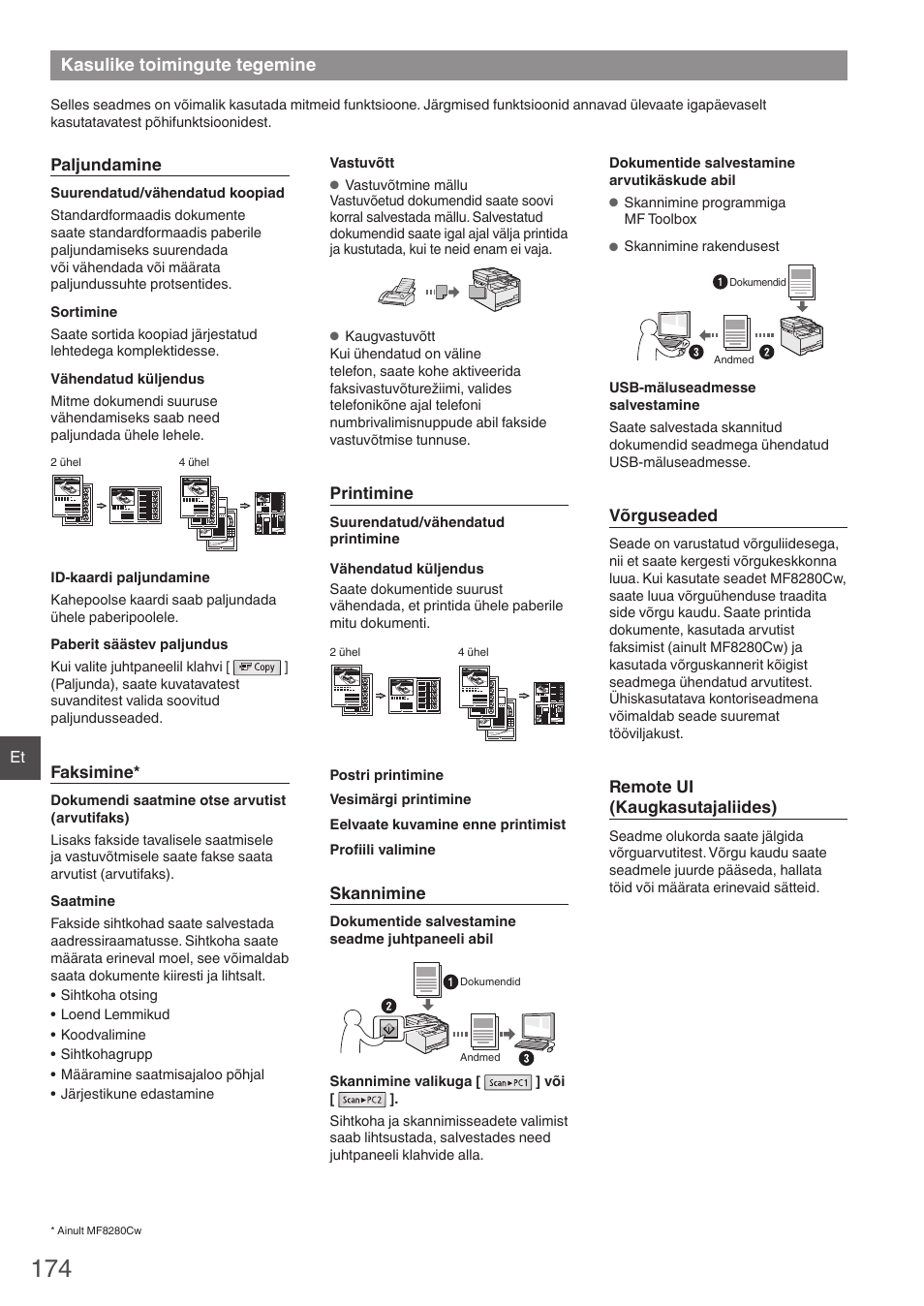 Kasulike toimingute tegemine | Canon i-SENSYS MF8280Cw User Manual | Page 174 / 292