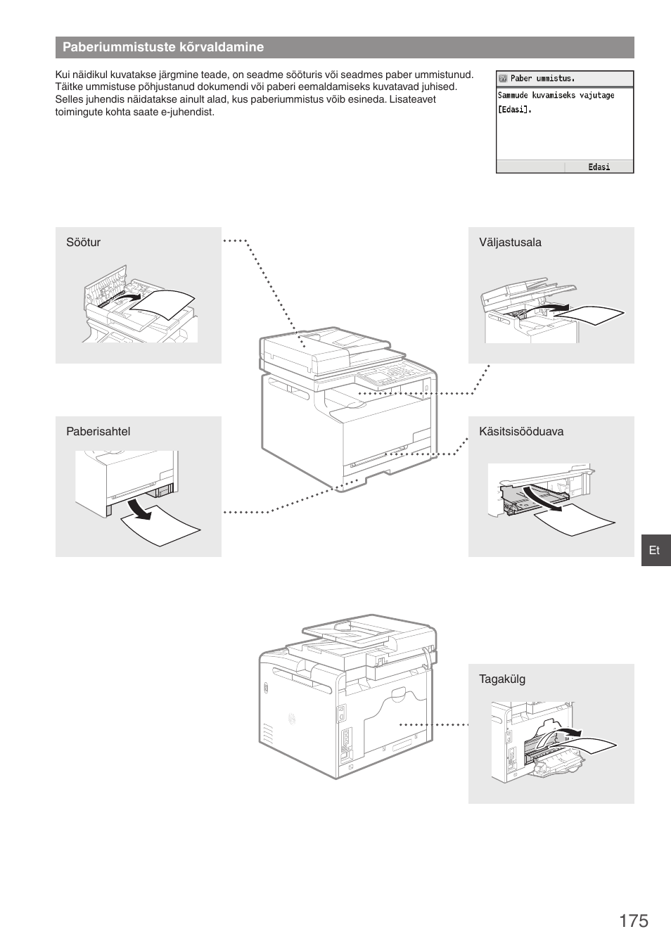 Paberiummistuste kõrvaldamine | Canon i-SENSYS MF8280Cw User Manual | Page 175 / 292