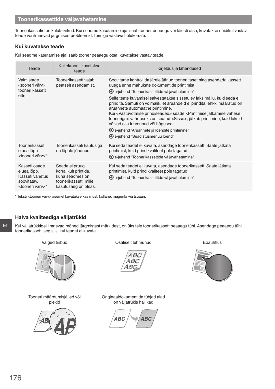 Toonerikassettide väljavahetamine | Canon i-SENSYS MF8280Cw User Manual | Page 176 / 292