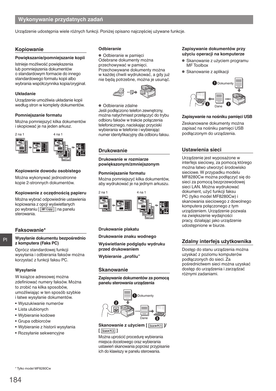 Wykonywanie przydatnych zadań | Canon i-SENSYS MF8280Cw User Manual | Page 184 / 292