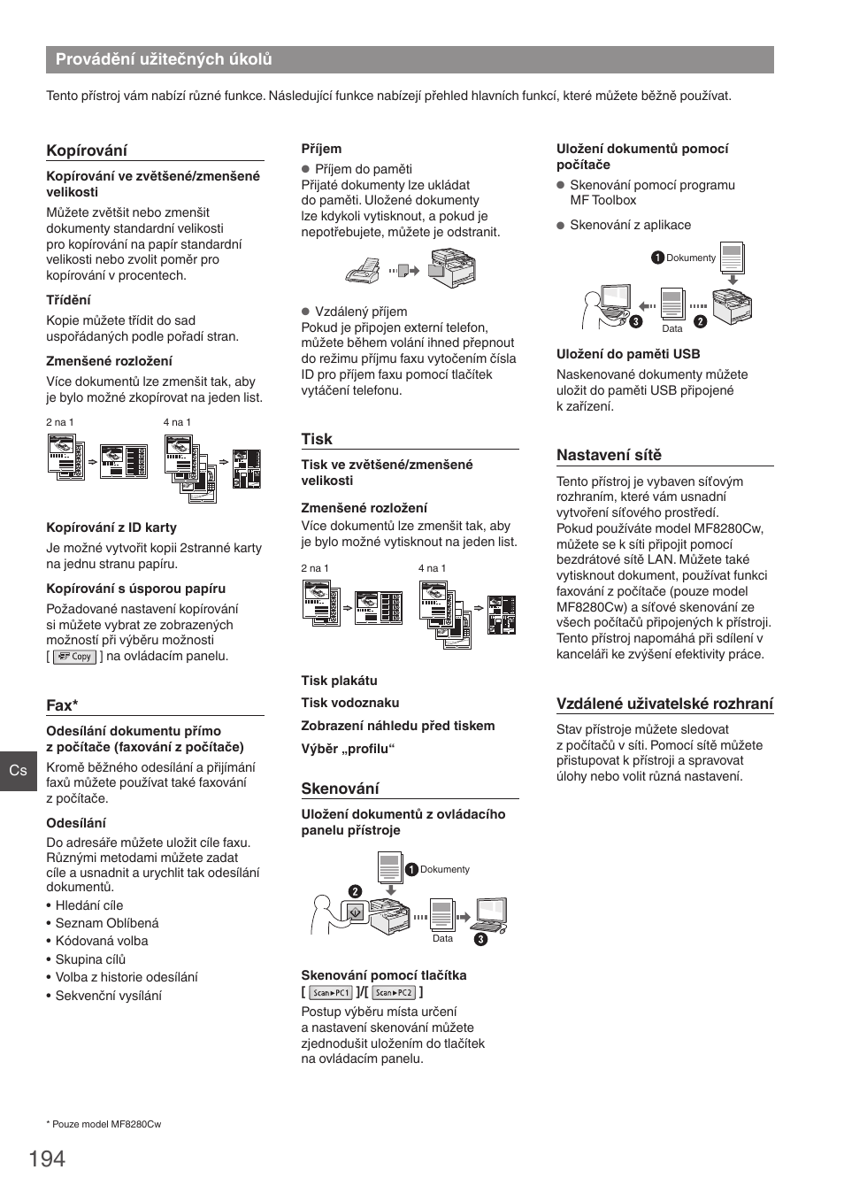 Provádění užitečných úkolů | Canon i-SENSYS MF8280Cw User Manual | Page 194 / 292