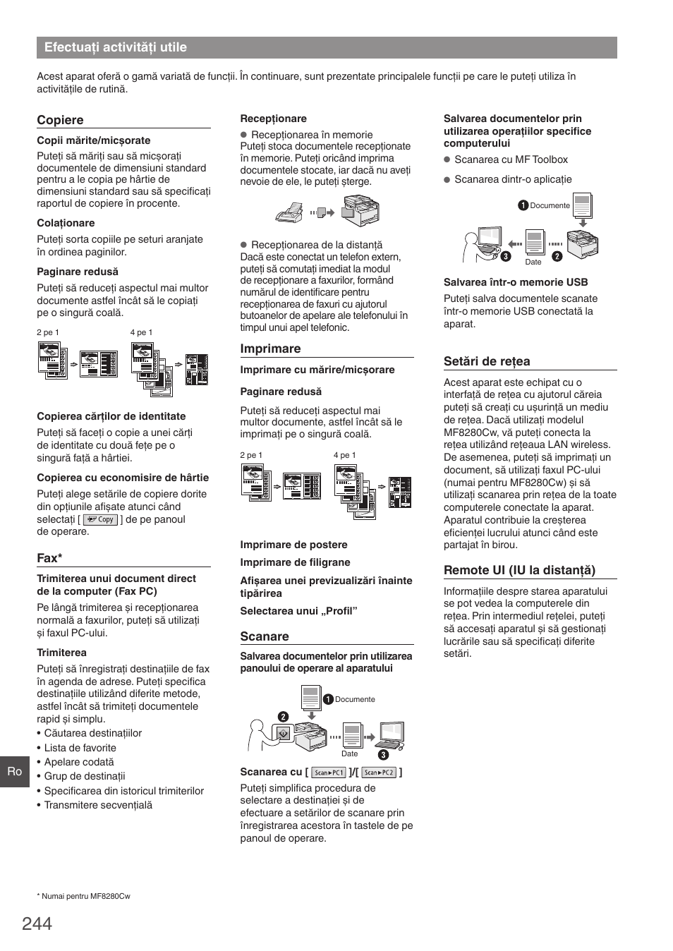 Efectuaţi activităţi utile | Canon i-SENSYS MF8280Cw User Manual | Page 244 / 292