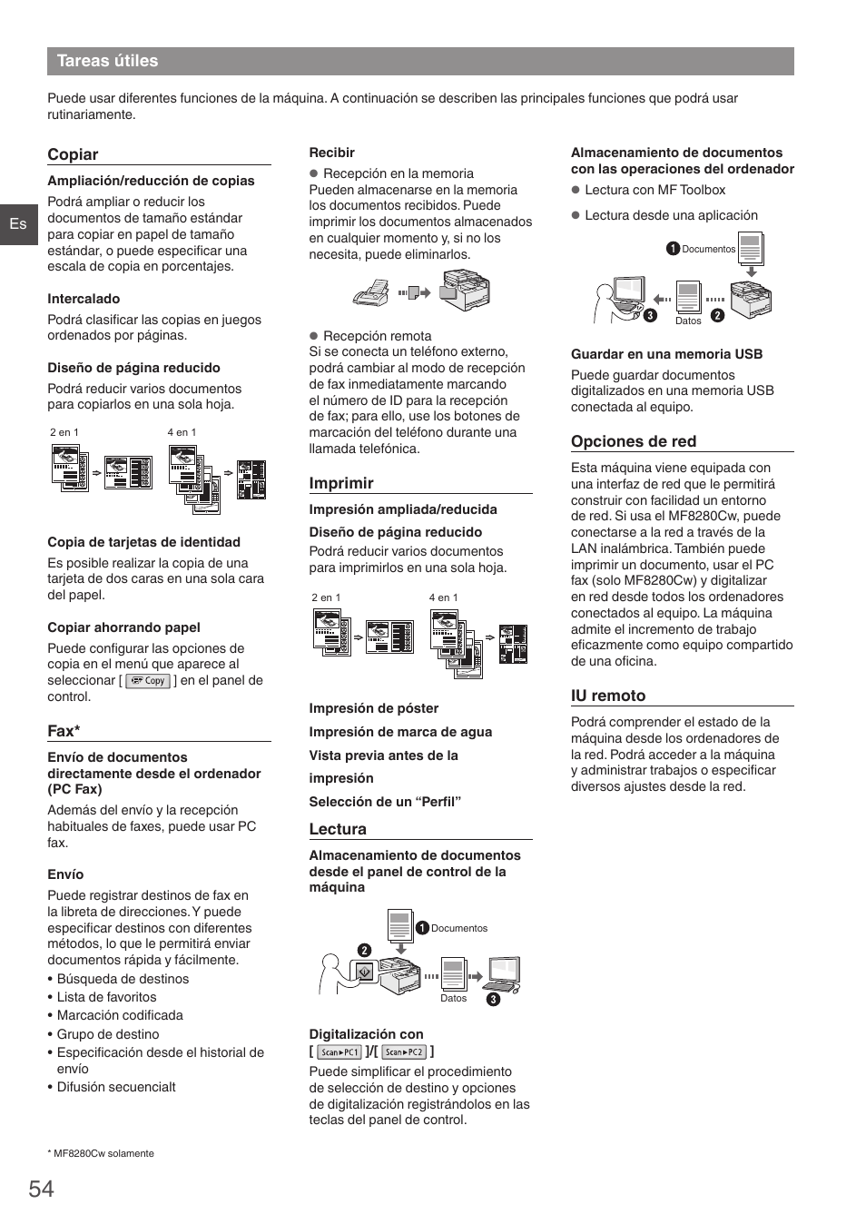 Tareas útiles | Canon i-SENSYS MF8280Cw User Manual | Page 54 / 292