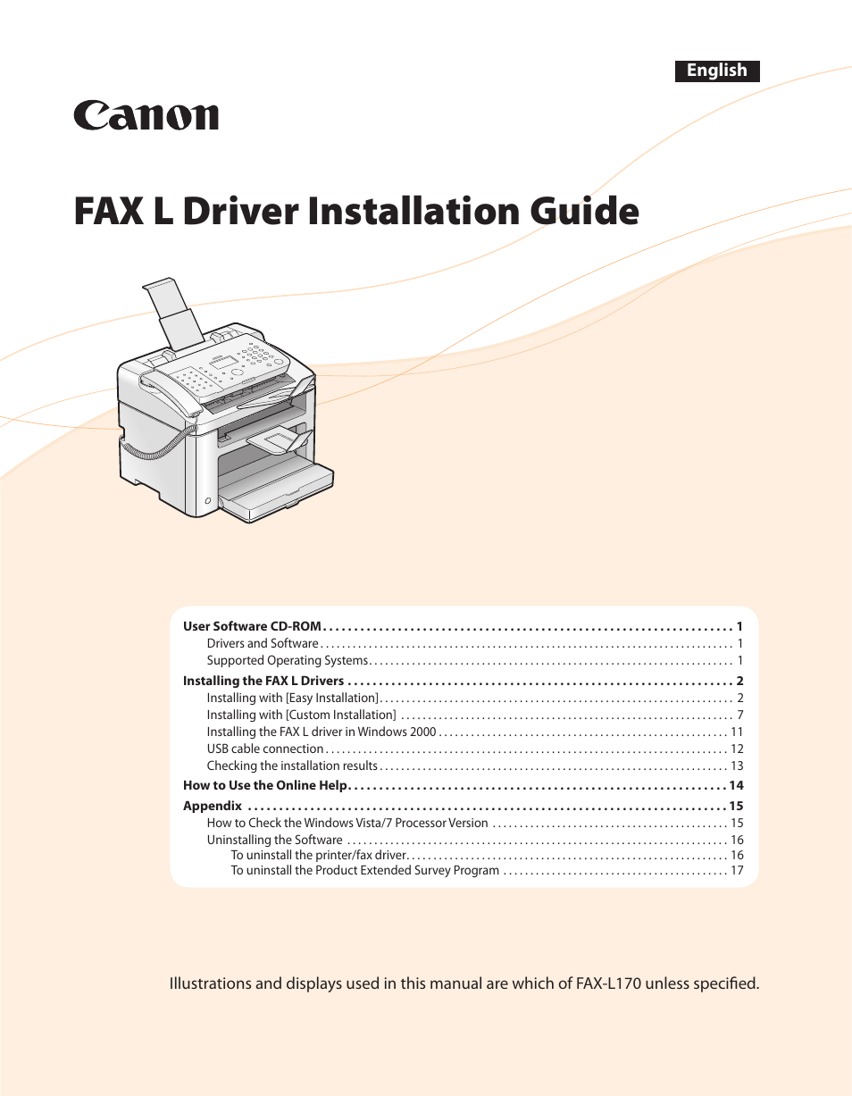 Canon i-SENSYS FAX-L170 User Manual | 19 pages