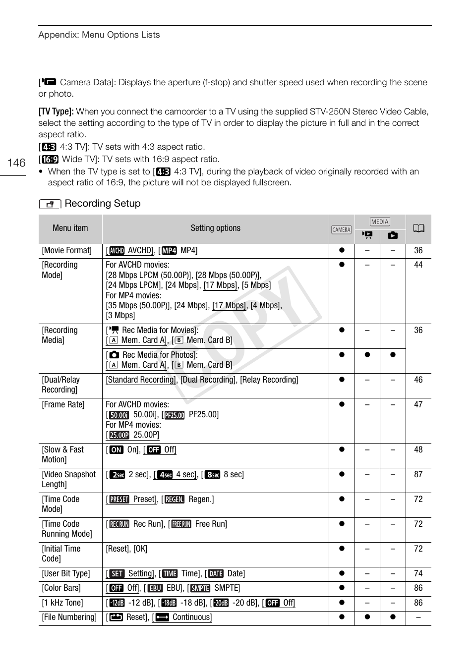 Cop y | Canon LEGRIA HF G30 User Manual | Page 146 / 184