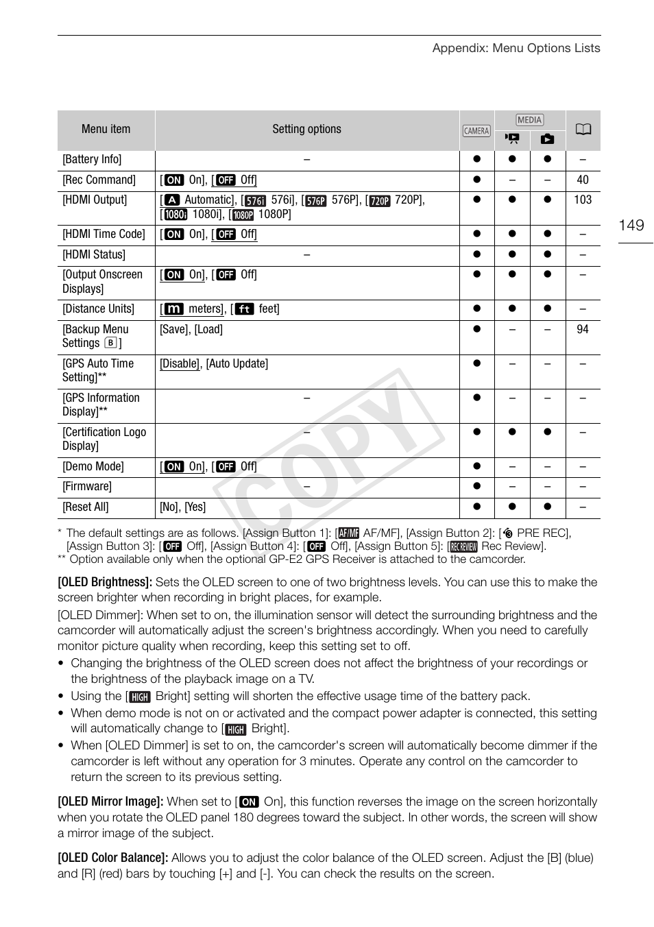 Cop y | Canon LEGRIA HF G30 User Manual | Page 149 / 184