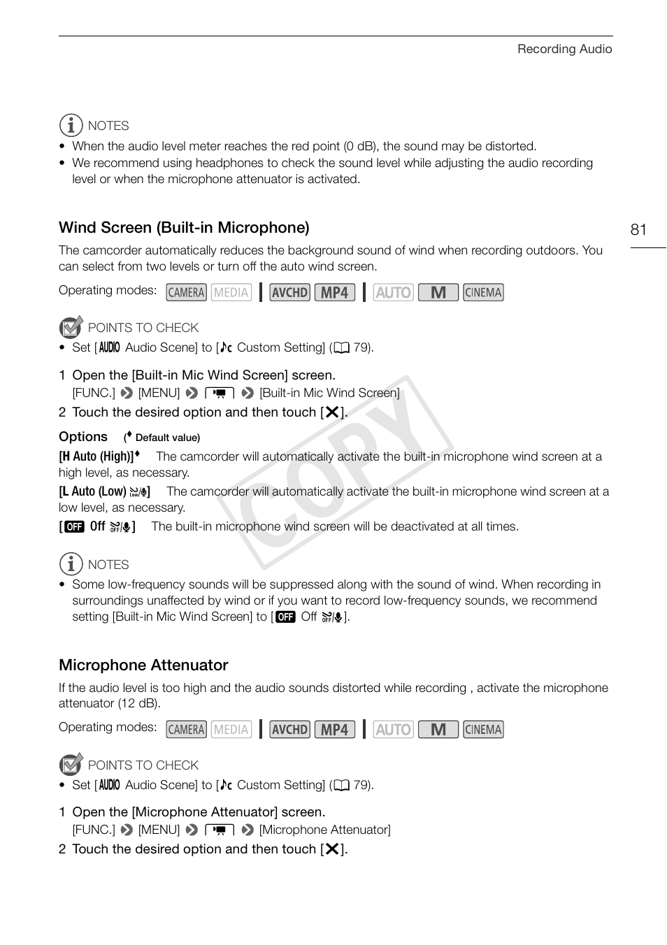Cop y | Canon LEGRIA HF G30 User Manual | Page 81 / 184