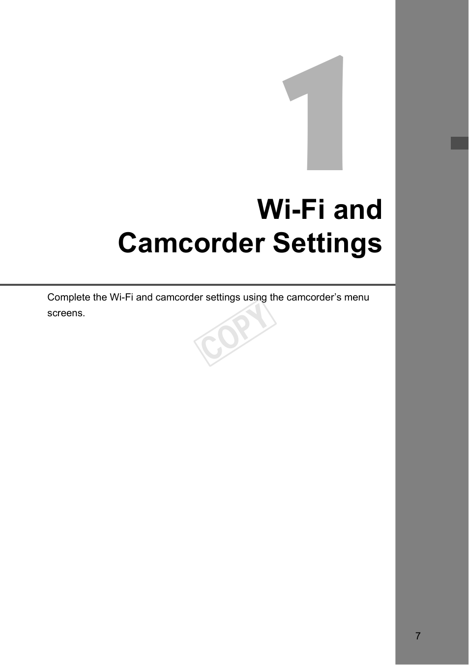 Wi-fi and camcorder settings | Canon EOS C500 PL User Manual | Page 7 / 38