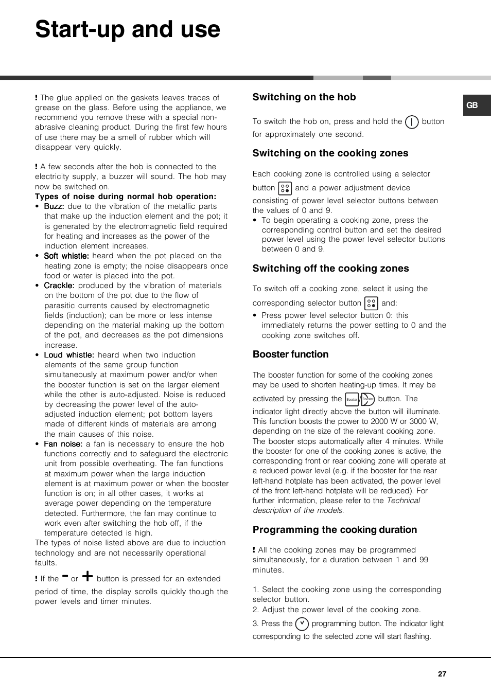 Start-up and use | Hotpoint Ariston KIO 744 DD Z User Manual | Page 27 / 56