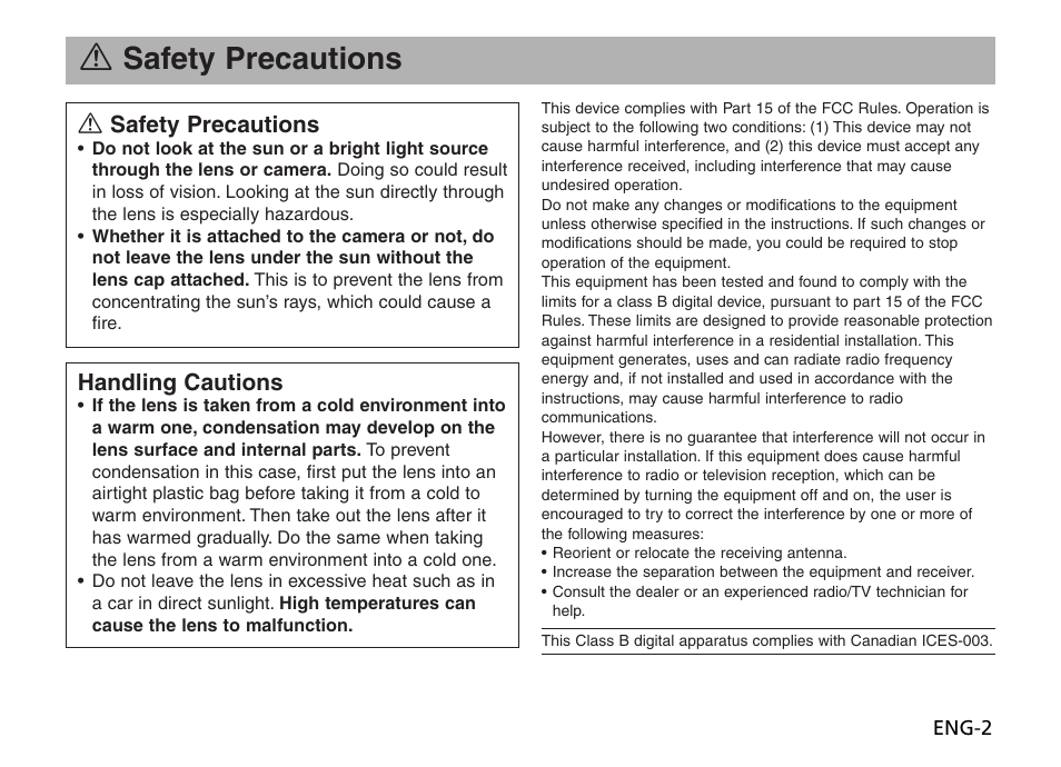 A safety precautions | Canon EF 135mm f2L USM User Manual | Page 3 / 15