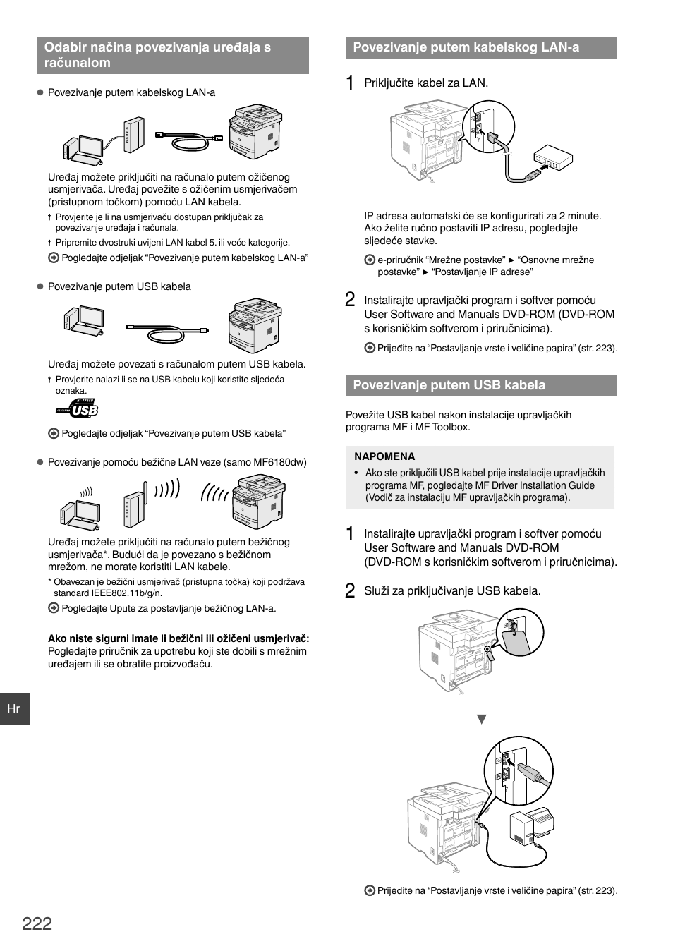 Odabir načina povezivanja uređaja, S računalom | Canon i-SENSYS MF6180dw User Manual | Page 222 / 292