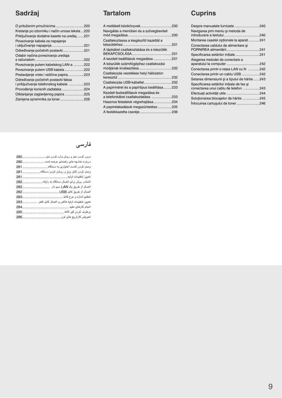 Cuprins tartalom sadržaj | Canon i-SENSYS MF6180dw User Manual | Page 9 / 292