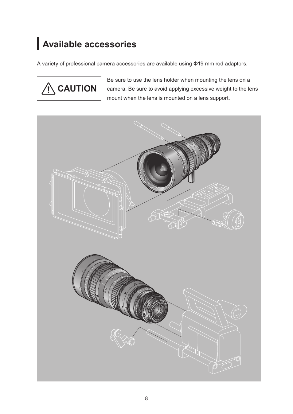 Available accessories, Caution | Canon CN-E14.5-60mm T2.6 L S User Manual | Page 21 / 41