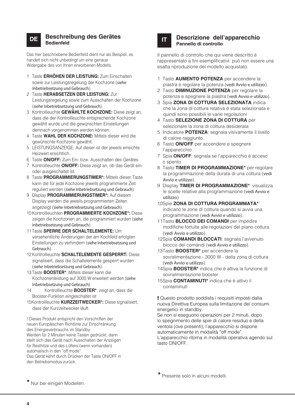 It de beschreibung des gerätes, Descrizione dell’apparecchio | Hotpoint Ariston KIC 631 C  EU User Manual | Page 4 / 80