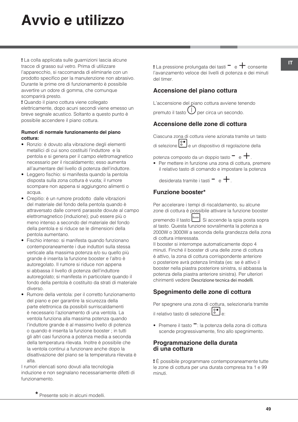 Avvio e utilizzo | Hotpoint Ariston KIC 631 C  EU User Manual | Page 49 / 80
