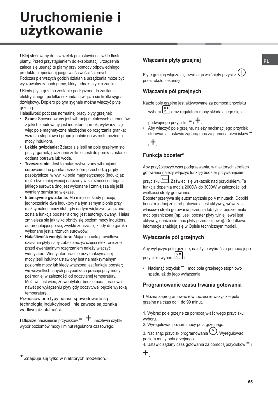 Uruchomienie i użytkowanie | Hotpoint Ariston KIC 631 C  EU User Manual | Page 65 / 80