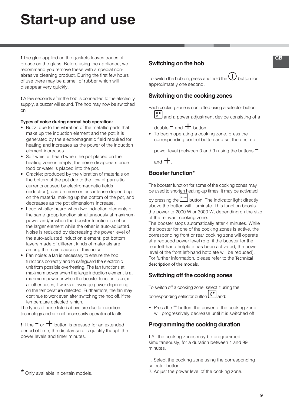 Start-up and use | Hotpoint Ariston KIC 631 C  EU User Manual | Page 9 / 80