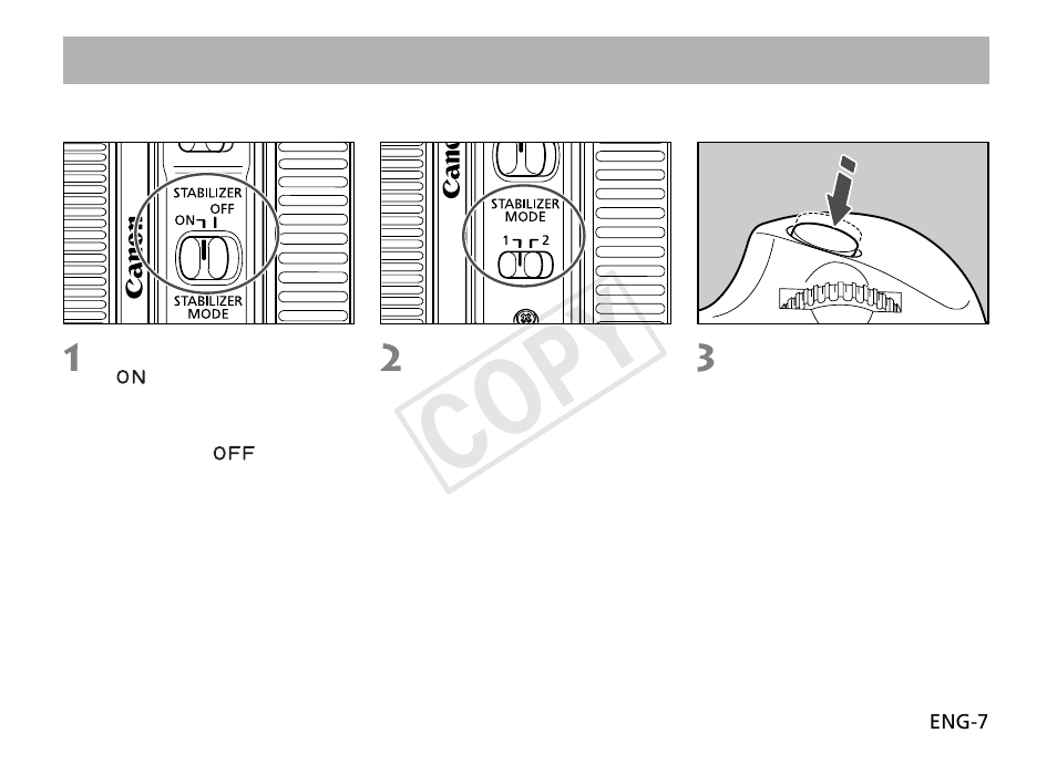Cop y, Image stabilizer settings | Canon EF 70-300mm f4.5-5.6 DO IS USM User Manual | Page 8 / 15